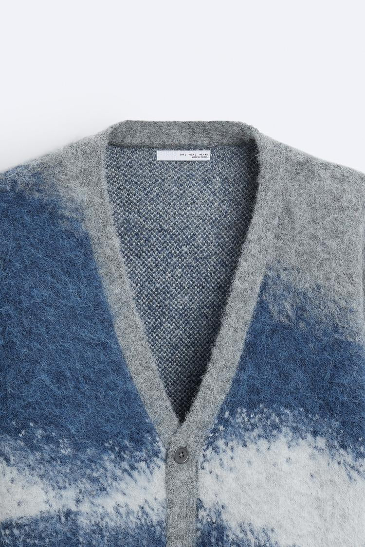 CARDIGAN JACQUARD EFFET MOHAIR